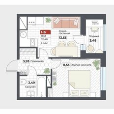 Квартира 34,2 м², 1-комнатная - изображение 2