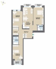Квартира 105,7 м², 3-комнатная - изображение 1