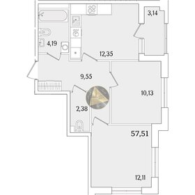Квартира 57,5 м², 2-комнатная - изображение 1