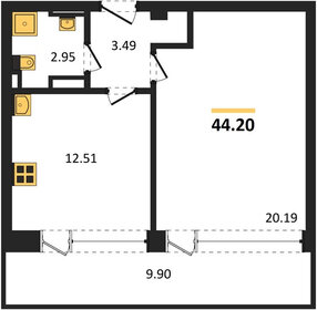 Квартира 44,2 м², 1-комнатная - изображение 1