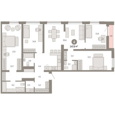 Квартира 147,9 м², 4-комнатная - изображение 3