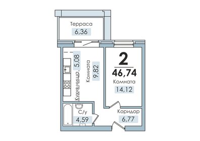 Квартира 46,7 м², студия - изображение 1