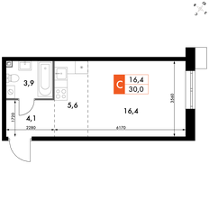 Квартира 30 м², студия - изображение 2