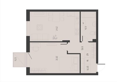 Квартира 57,7 м², 1-комнатная - изображение 1