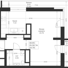 Квартира 38,7 м², 1-комнатная - изображение 2