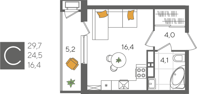 29 м², квартира-студия 6 583 000 ₽ - изображение 52