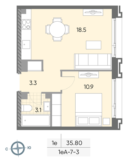 53 м², 2-комнатная квартира 6 500 000 ₽ - изображение 17