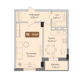 Квартира 36,6 м², 1-комнатная - изображение 1