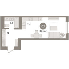 Квартира 32,1 м², студия - изображение 3