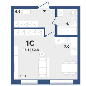 Квартира 32,8 м², 1-комнатная - изображение 1