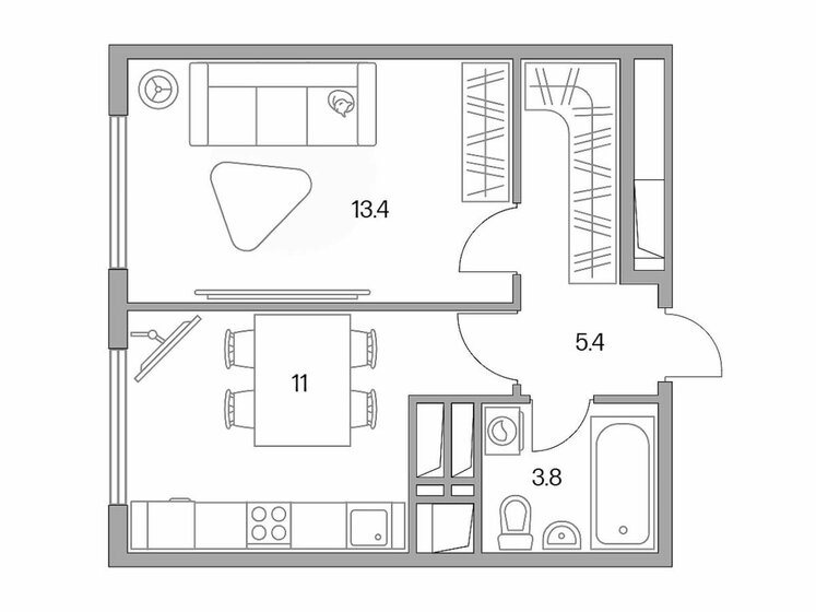 39,9 м², 1-комнатная квартира 11 238 473 ₽ - изображение 27