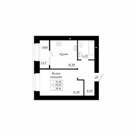 Квартира 39,2 м², 1-комнатная - изображение 1