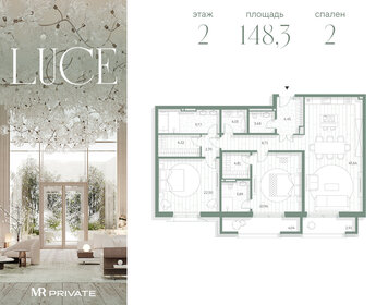 Квартира 148,3 м², 2-комнатная - изображение 1
