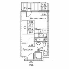 Квартира 26,1 м², студия - изображение 4