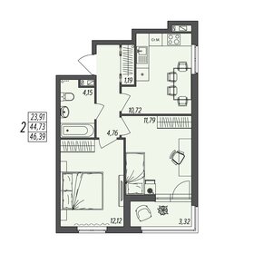 Квартира 46,4 м², 2-комнатная - изображение 1