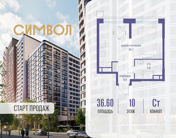 Квартира 36,6 м², студия - изображение 1