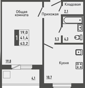 Квартира 43,6 м², 1-комнатная - изображение 1