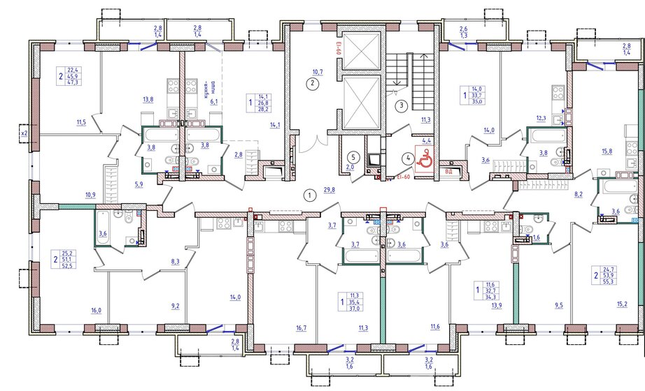 52,2 м², 2-комнатная квартира 5 585 400 ₽ - изображение 29