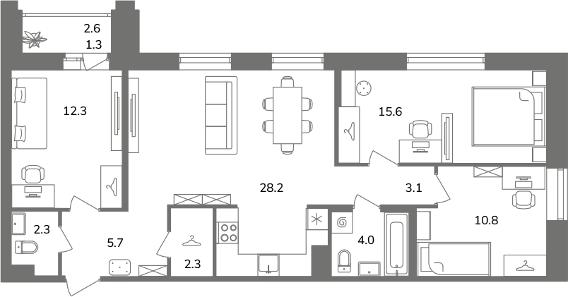 108,7 м², 4-комнатная квартира 40 203 540 ₽ - изображение 26