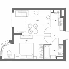 Квартира 39,4 м², 1-комнатная - изображение 3