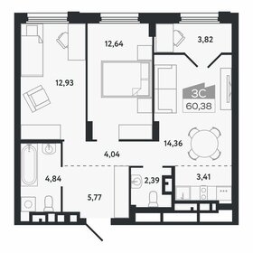 Квартира 60,4 м², 3-комнатная - изображение 1