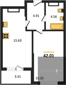 Квартира 42 м², 1-комнатная - изображение 1