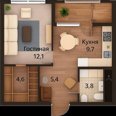 Квартира 37,7 м², 1-комнатная - изображение 2