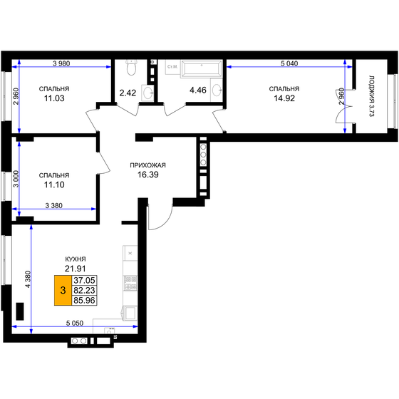 86,3 м², 3-комнатная квартира 17 158 428 ₽ - изображение 30