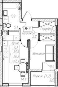 Квартира 36,2 м², 1-комнатная - изображение 1
