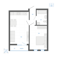 Квартира 38,9 м², 1-комнатная - изображение 2