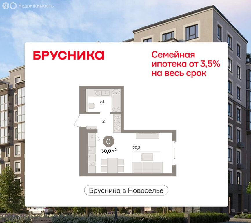 Варианты планировок квартал «Брусника в Новоселье» - планировка 6