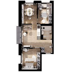 Квартира 53,7 м², 1-комнатная - изображение 3