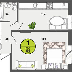 Квартира 39,8 м², 1-комнатная - изображение 2