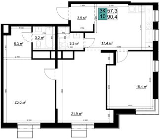 Квартира 90,4 м², 3-комнатная - изображение 1