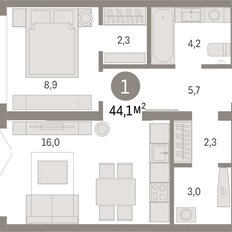 Квартира 44,1 м², 1-комнатная - изображение 3