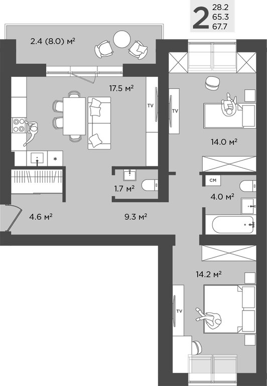 Варианты планировок ЖК «Пальмбург» - планировка 7