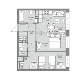 Квартира 58,4 м², 3-комнатная - изображение 1