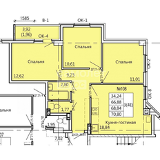 Квартира 66,3 м², 4-комнатная - изображение 1