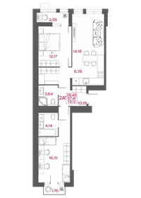 Квартира 72,1 м², 2-комнатная - изображение 1