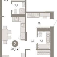 Квартира 70,9 м², 2-комнатная - изображение 3