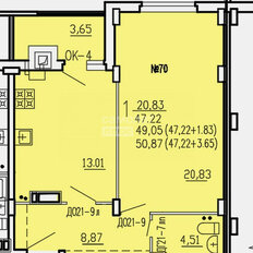 Квартира 50,9 м², 1-комнатная - изображение 3