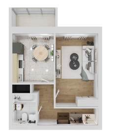 Квартира 39,6 м², 1-комнатная - изображение 3