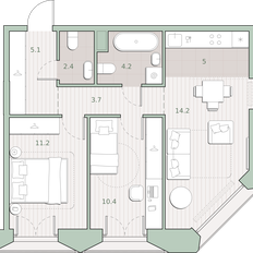 Квартира 56,2 м², 2-комнатная - изображение 2