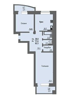 56,5 м², 2-комнатная квартира 7 600 000 ₽ - изображение 60