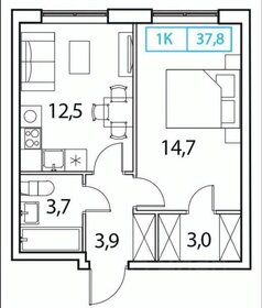 Квартира 37 м², 1-комнатная - изображение 1