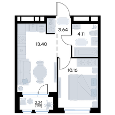 Квартира 32,4 м², 1-комнатная - изображение 3
