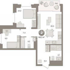 Квартира 79,8 м², 2-комнатная - изображение 2