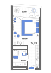 Квартира 27,7 м², студия - изображение 1