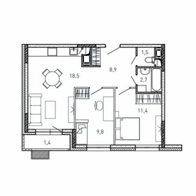 Квартира 54,2 м², 2-комнатная - изображение 1