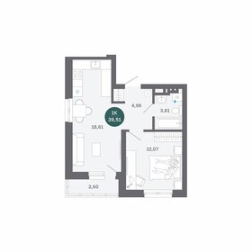 Квартира 39,5 м², 1-комнатная - изображение 1
